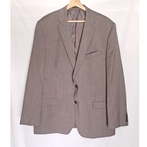 Calvin Klein Wool Blazer 46L Gray Plaid Houndstooth‎ Two Button Sport Coat